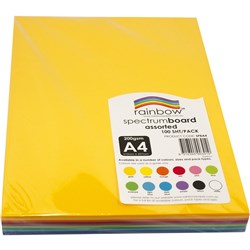 Rainbow Spectrum Board A4 220 gsm Assorted 100 Sheets